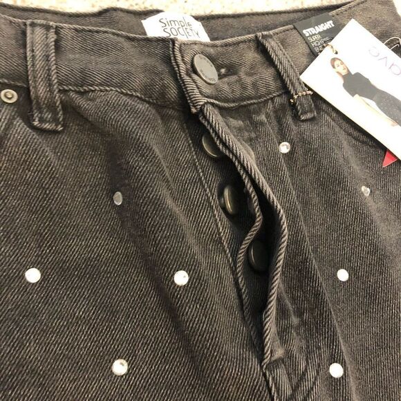 NWT SIMPLE SOCIETY Super High Rise Straight Studded Jeans Size 7/28 - Picture 11 of 16